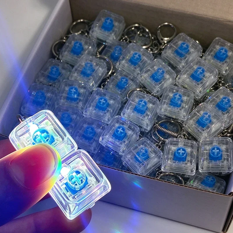 Light Up Keyboard Keychain Fidget Toy Clickable Buttons Stress Relief Portable Desk Car LED Office Decor Cool Gift Idea