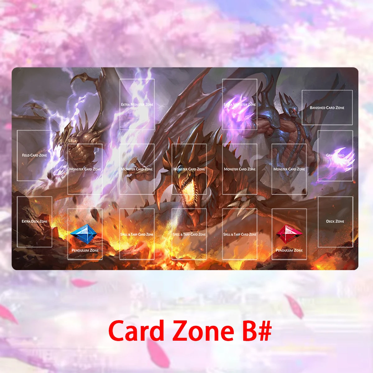 YuGiOh Playmat The Sacred Beasts & Uria، Lord of Searing Flames TCG CCG Card Game Mat Anime Mouse Pad Desk Mat Zones حقيبة مجانية