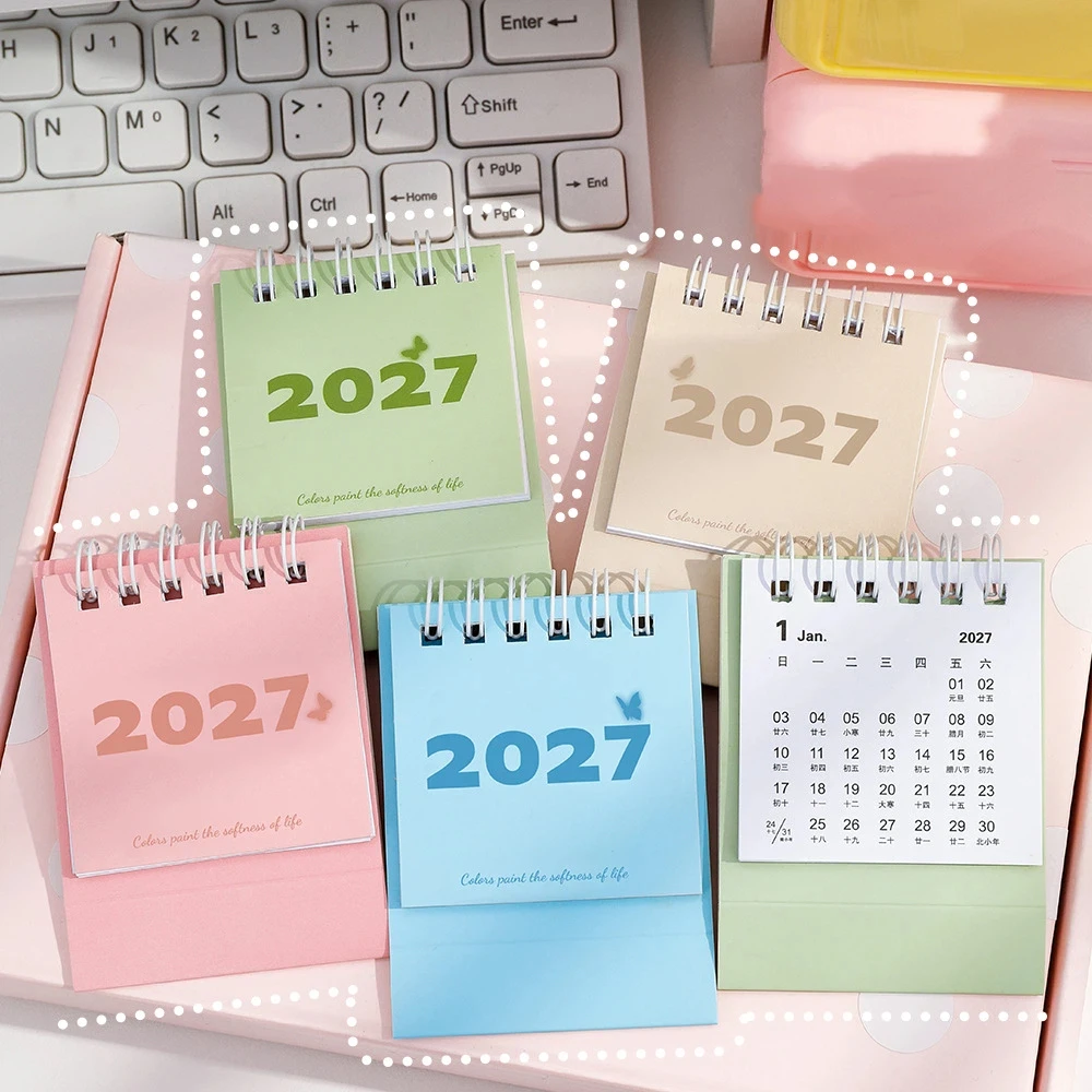 2027 Vintage Minimalist Monthly Desk Calendar With Memo Notes For Home Office School Planning