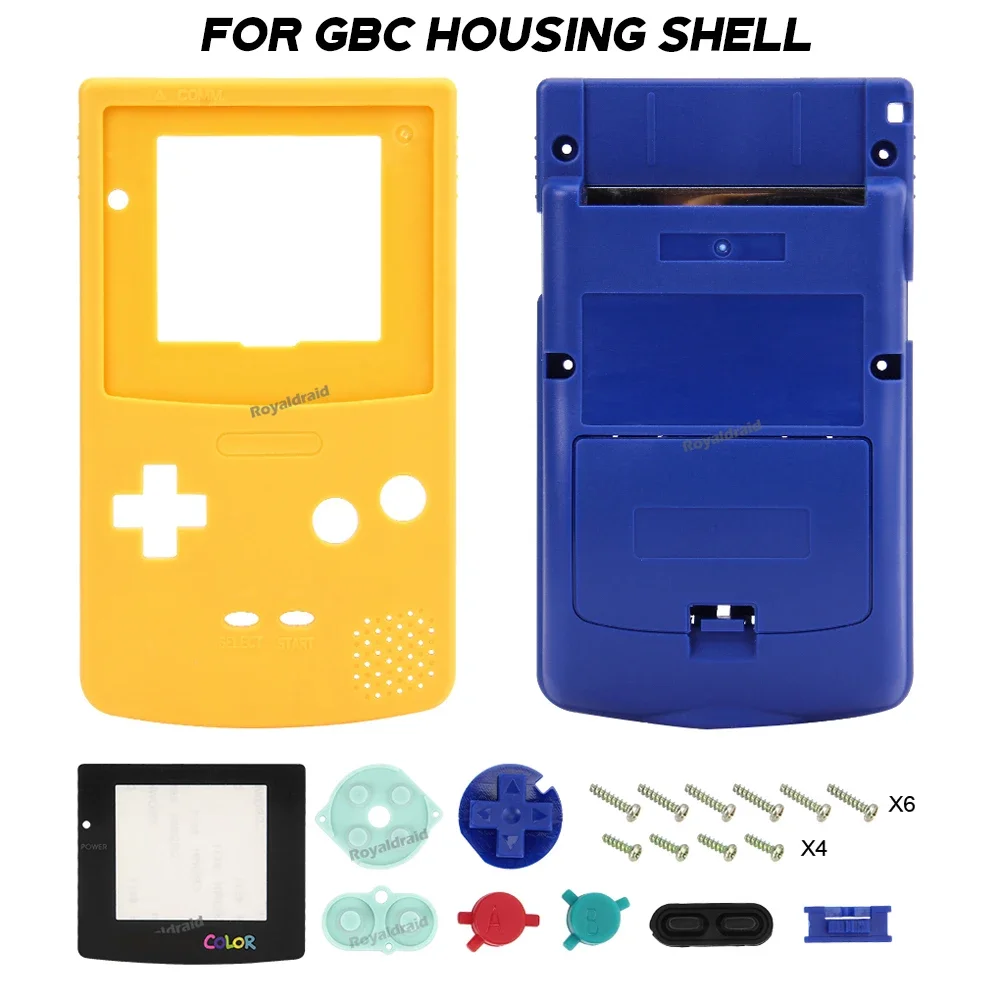 Yellow Blue Limited Edition Replacement Housing Shell For GBC with Buttons Repair Kit For GameBoy Color Game Console Accessories