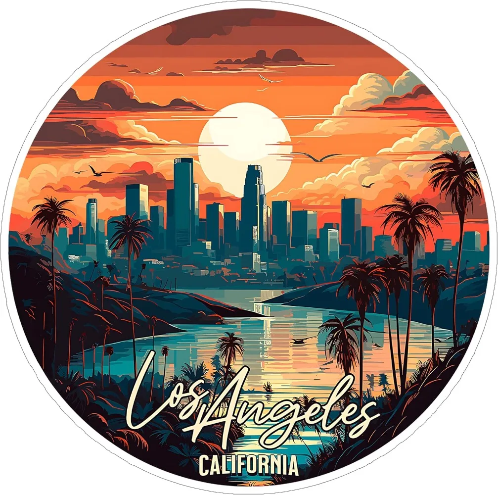 

Los Angeles California Sticker Travel Souvenir City Destination Waterproof Vinyl Decal for Laptop Water Bottle Car