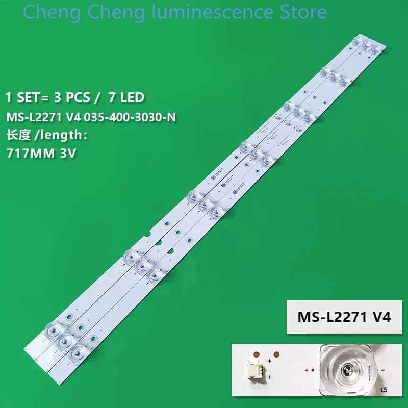 3PCS 717mm LED strip 7lamp MS-L2271 V4 035-400-3030-N For LED-40B570P LED- 40B670P LED-40B680 PPTV 40C4 40DF5 V400HJ6-PE1