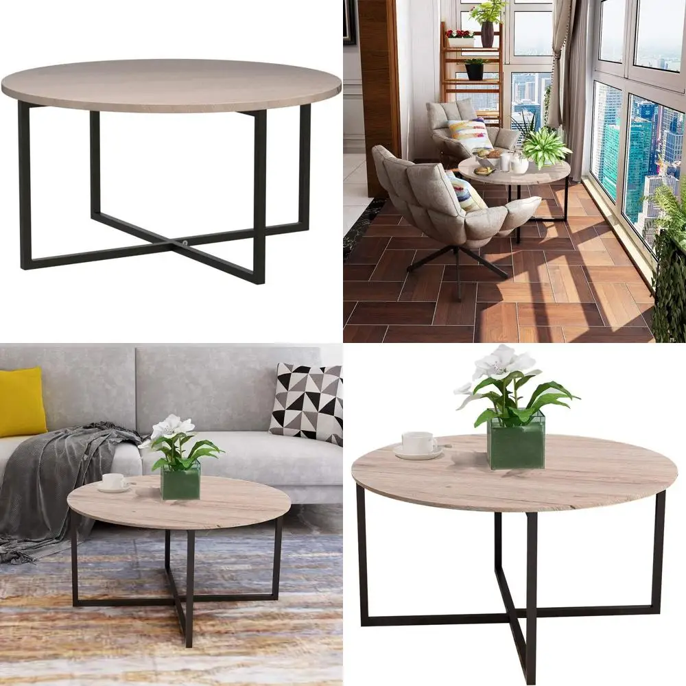 

White Pedestal Kitchen and Dining Table, Round Coffee Table for Leisure and Office Conference Use