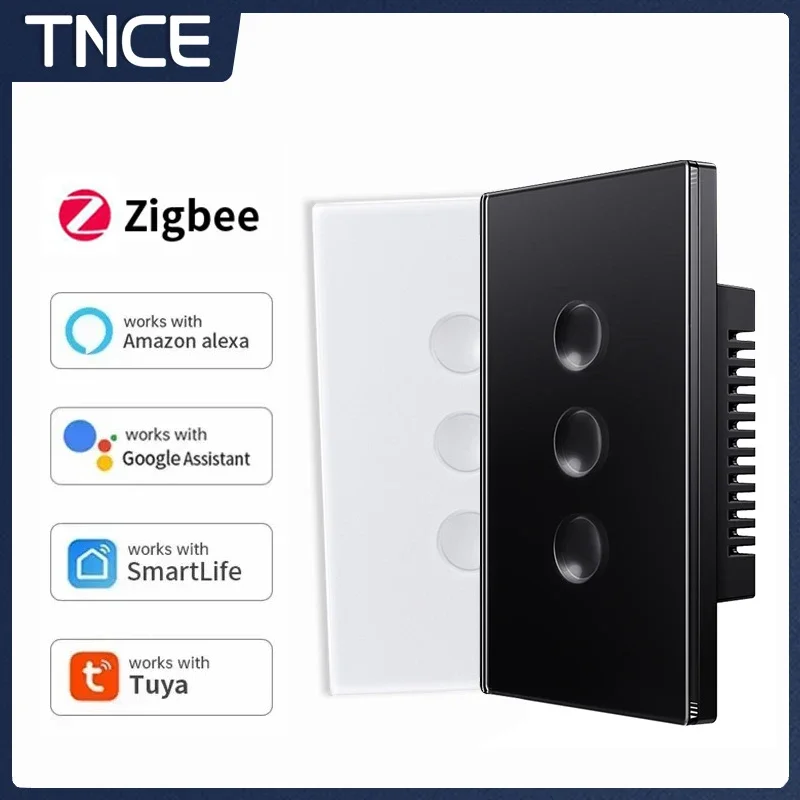 TNCE Tuya Zigbee Smar Touch Groove Switch Neutral Wire Required 1/2/3/4 Gang Light WiFi Touch Switch Work with Alexa Google Home