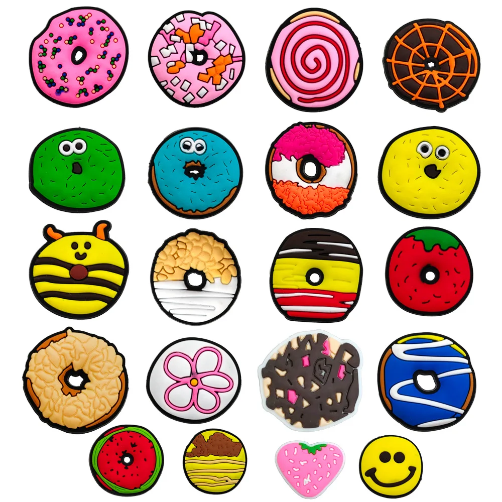 

Shoe Charms Accessories for Crocs Sandals DIY Various Donut Series PVC Soft Rubber Flower Shoe Buckles DIY Accessories Fashion