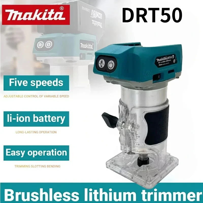 makita-drt50-brushless-trimmer-rechargeable-trimming-machine-slotting-tool-milling-woodwork-engraving-machine-18v