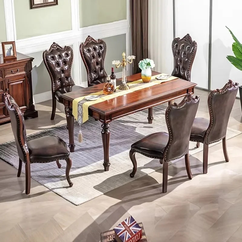 New design American solid wood rectangular dining table with 1.6 meters and 4 chairs Classic dining table set
