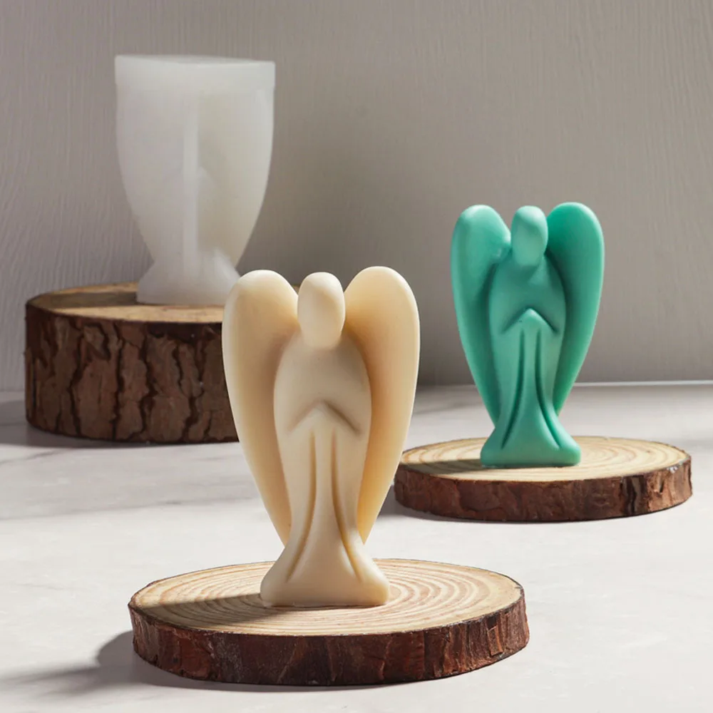 DIY Ángel vela de yeso molde de silicona hecho a mano artesanía abstracta Anegl vela de aromaterapia yeso cera de soja hacer molde decoración regalos