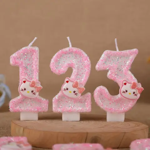 Birthday Candle KT Cat Head Digital Candle Pink Cake Decorative Candle