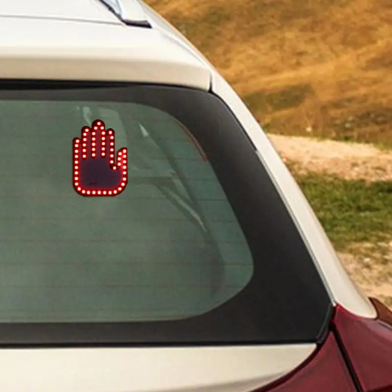 Hand Gesture Light For Car Car LED Finger Lights With Remote Rear Window Sign Funny Finger For Automotive Warning Vehicle