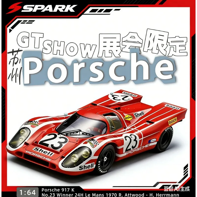 

Spark Exhibition Limited Edition: 1:64 917K No.23 1970 Le Mans Champion Alloy Die-Cast Car Model Adult Collectible Boys' Toy