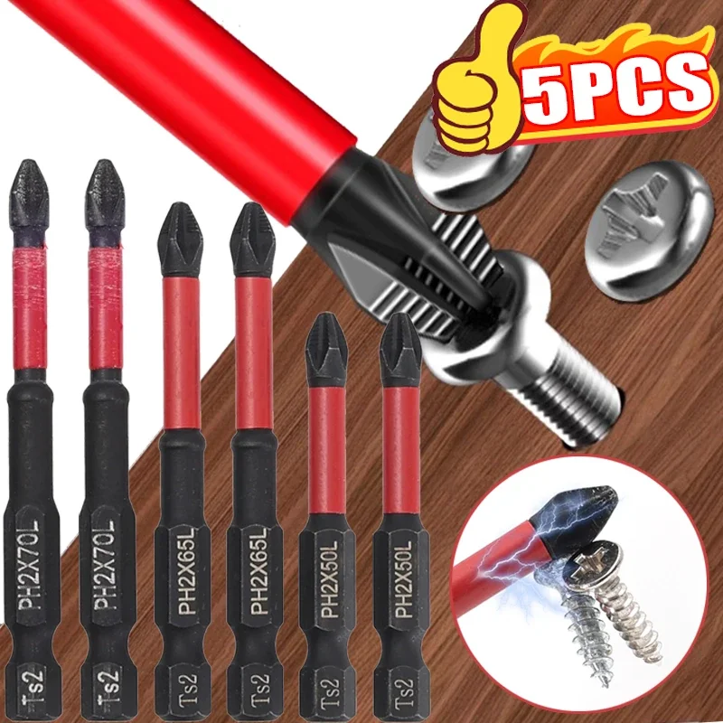 Jeu d'embouts de tournevis magnétiques PH2 en acier allié, forets croisés Phillips antidérapants, embouts de tournevis à percussion, outils de tournevis électriques