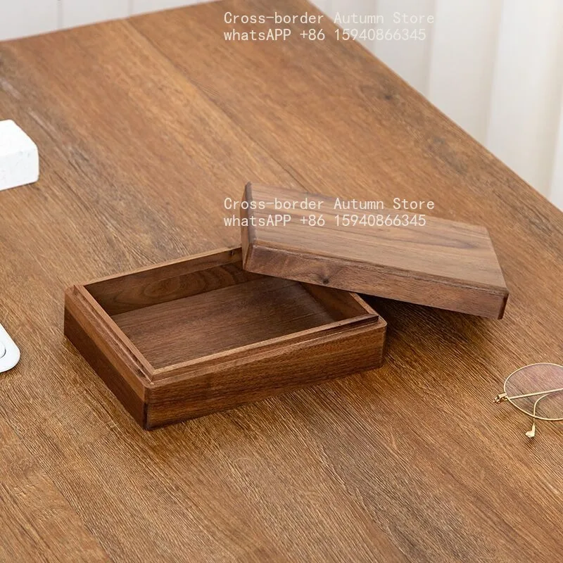 Walnut desktop storage box with lock wooden storage box household finishing box