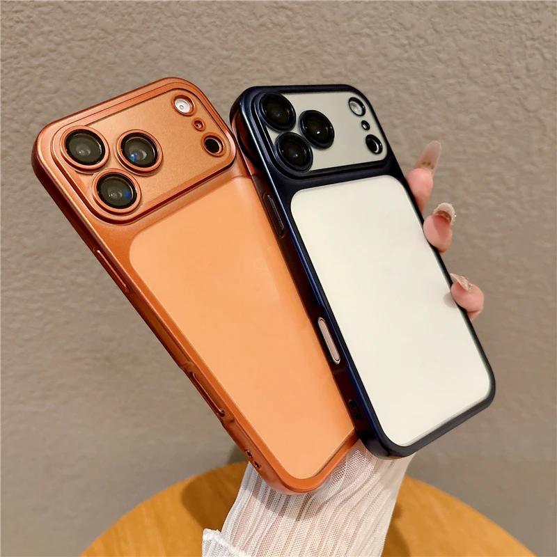 Metallbeschichtete Malerei-Vollschutzhülle für iPhone 17 Air 16 16E 15 14 Plus 13 12 11 Pro Max, stoßfeste Linsenschutzhüllen