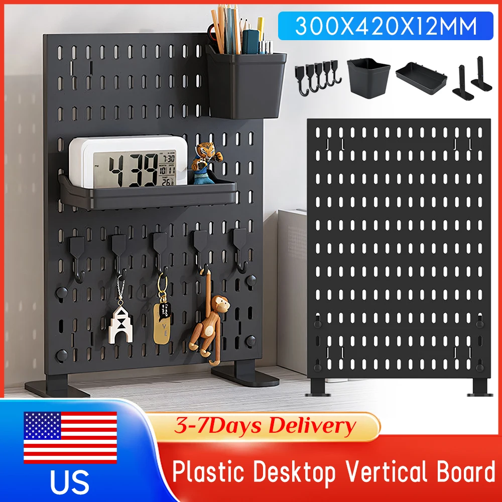 

No-Punch Pegboard Wall Panel Wall-Mounted Hole Board Storage Rack Space-Saving Organizer for Study Room Living Room Gaming Room
