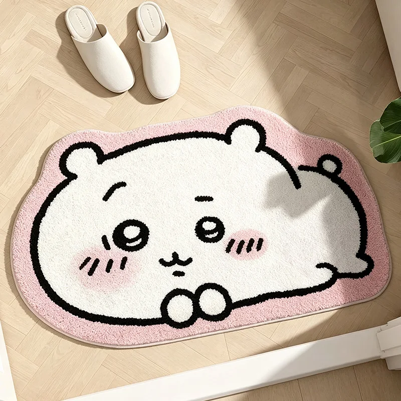 Alfombra de dibujos animados de Chiikawa, alfombra de felpa de Hachiware Usagi, alfombra antideslizante para baño, cojín para coche, decoración suave para sala de estar, 2026