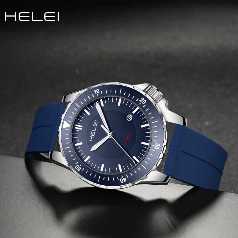 HELEI-reloj de cuarzo para hombre, cronógrafo de pulsera resistente al agua con movimiento de la serie jazz, personalidad simple, nuevo, 2024