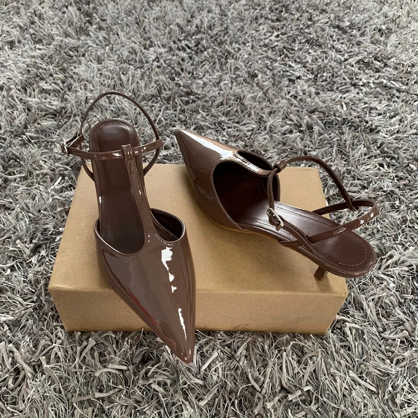 2025 Fashion Buckle Strap Women Pumps Sexy Pointed Toe Thin High Heels Slingbacks Sandals Fashion Wedding Party Dress Shoes