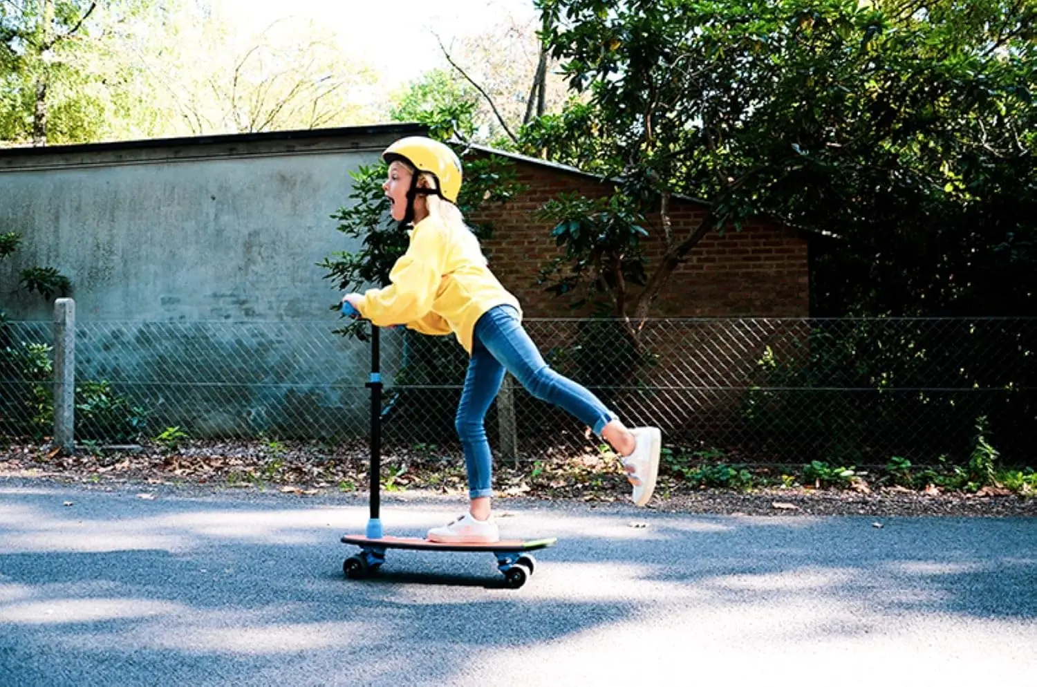 Skatieskootie Customizable Training Skateboard and LeantoSteer Scooter with Detachable Stability Handlebar Ages 3+