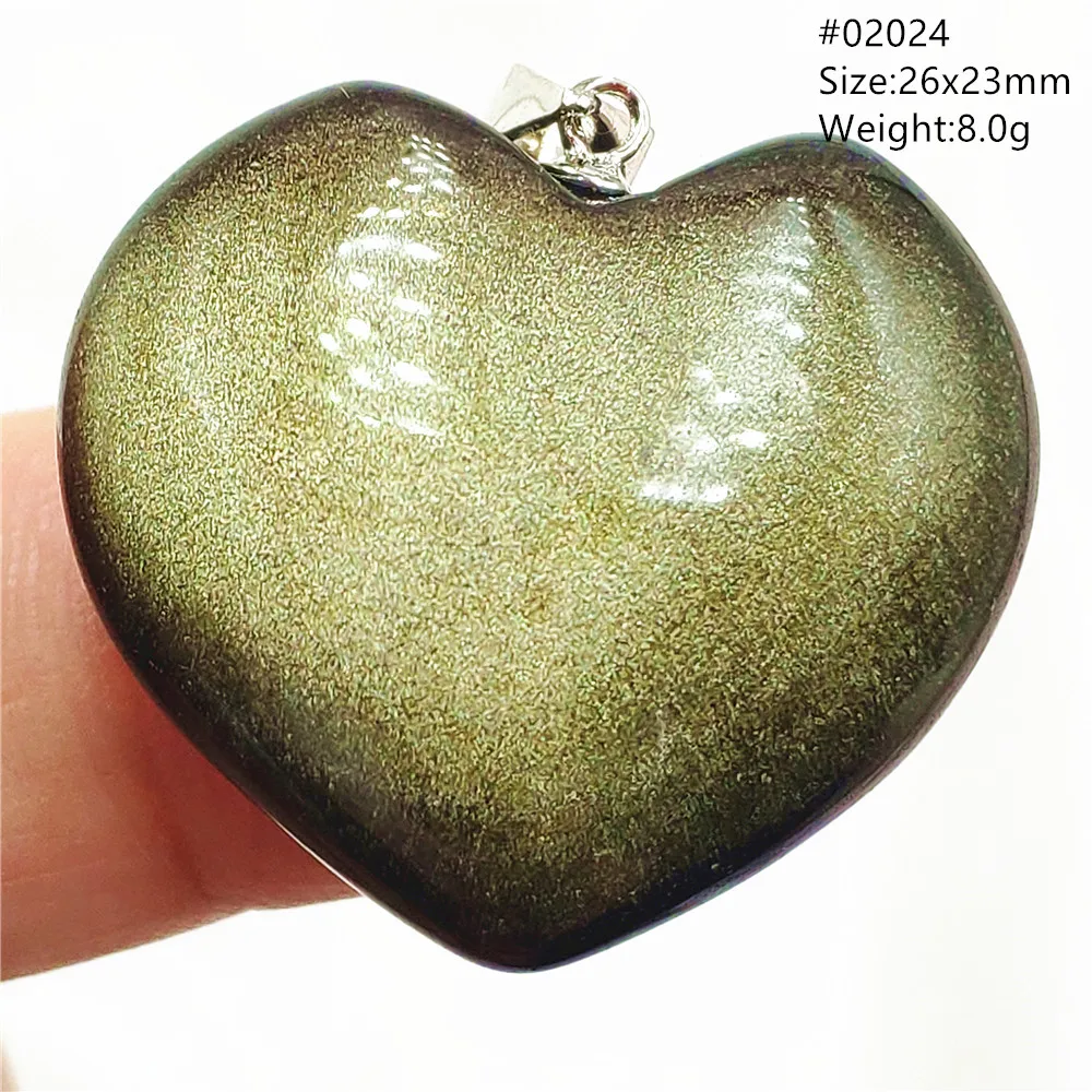 Jewelry Natural Gold Obsidian Heart Pendant Love Women Men Water Drop Flash Light Gemstone Gold Obsidian Necklace Rare AAAAAA