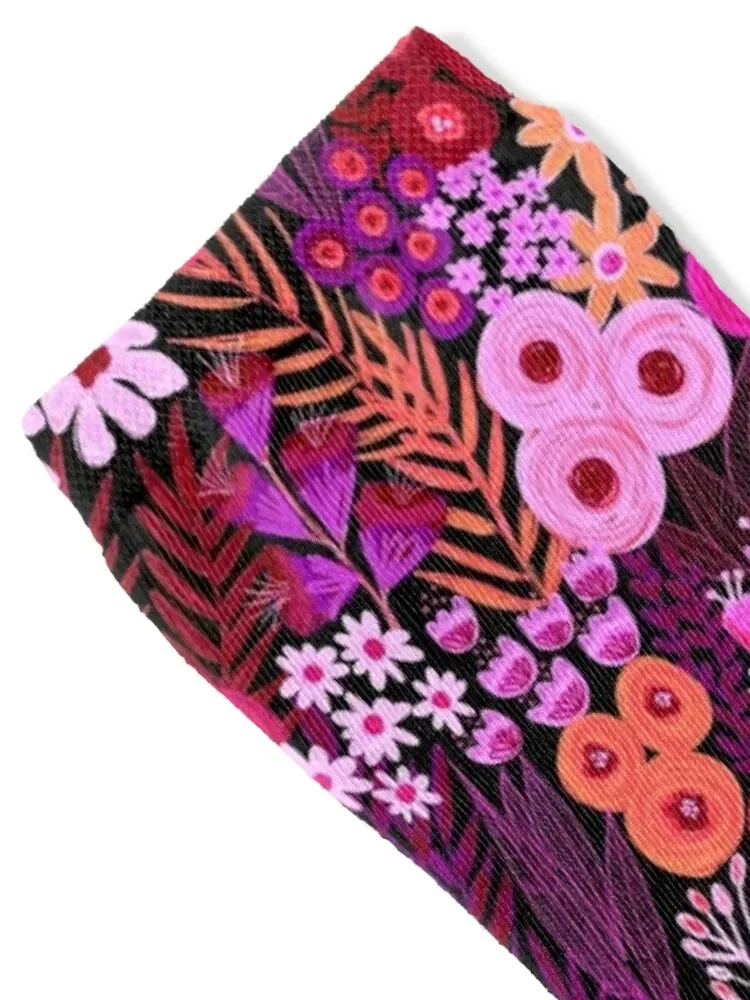 Pink Purple Vibrant Flower Meadow Socks christmas gifts with print luxury set Women's Socks Men's