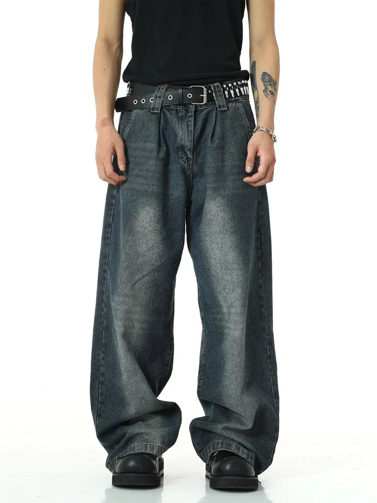 

Vintage Jeans Men Baggy Hip Hop American Punk Style High Street Washed Denim Trousers All-match Advanced Full Length Autumn Chic