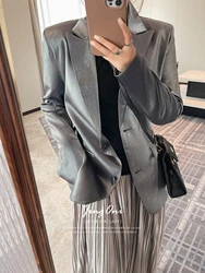 Blazers Coat Women Clothing 2024 Summer Korean Fashion Style Vintage Outerwears Jacket New Elegant Long Sleeve Suit Luxury Crop