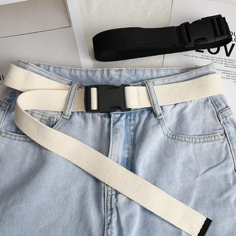 

Hundreds Of Canvas Leisure Belt Men And Women Plastic Buckle Belt Work Trousers Youth Military Training Decorative Trouser Belt