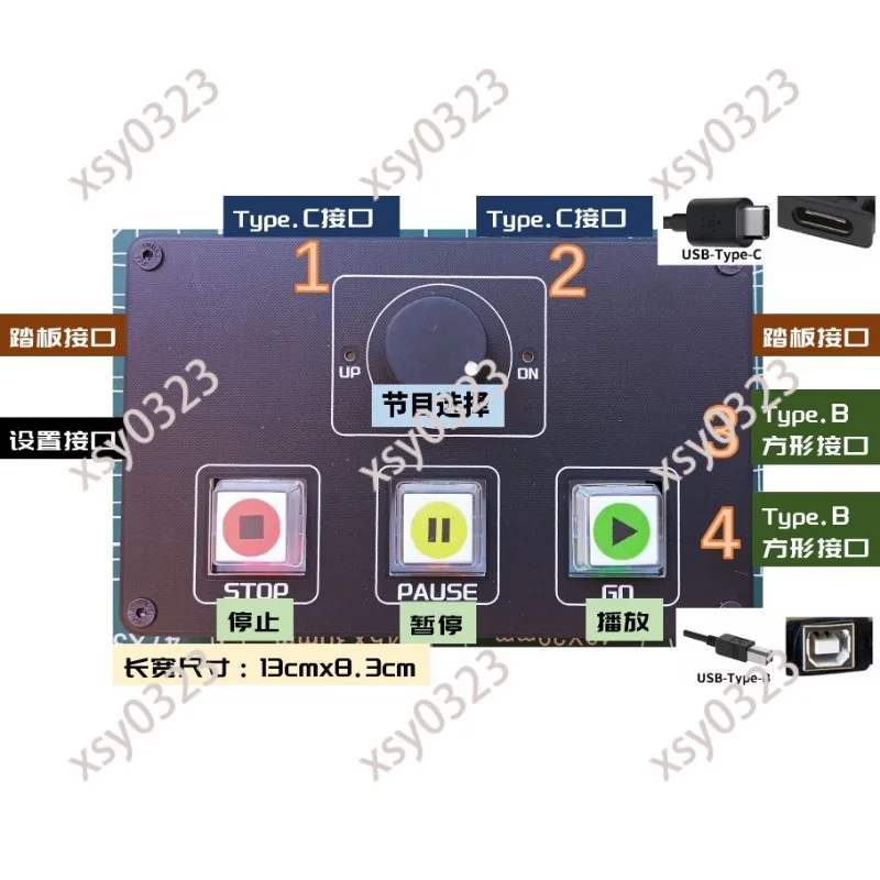 Dual Type-C Wired Controller for Sync Control of 2 Computers QLab Music Player
