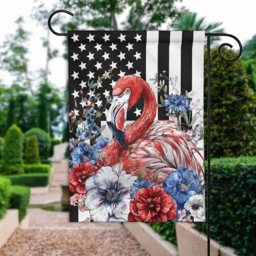Flamingo American 4th July Flag, Flamingo Patriotic Happy Independence Day Flag GGP FFL EEN