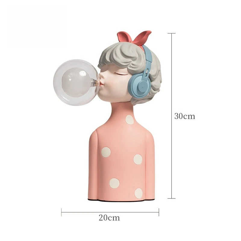 Cartoon Bubble Girl Nachtlicht Statue Skulptur Nordische Nachttischfiguren Heimdeko Atmosphärenlampe Kreatives Geschenk für Zimmer – Detail 8