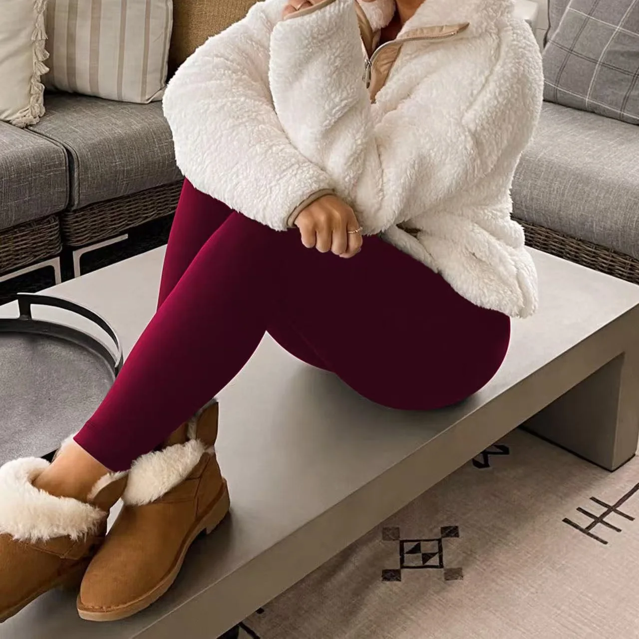 2 قطع المرأة الحرارية صوف مبطن عالية الخصر الرياضة طماق تجريب الشتاء الدافئة رشاقته الجوارب لينة اليوغا السراويل