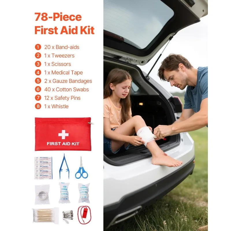 Kit de emergência para carro de 31 unidades com kit de primeiros socorros de emergência médica para veículos