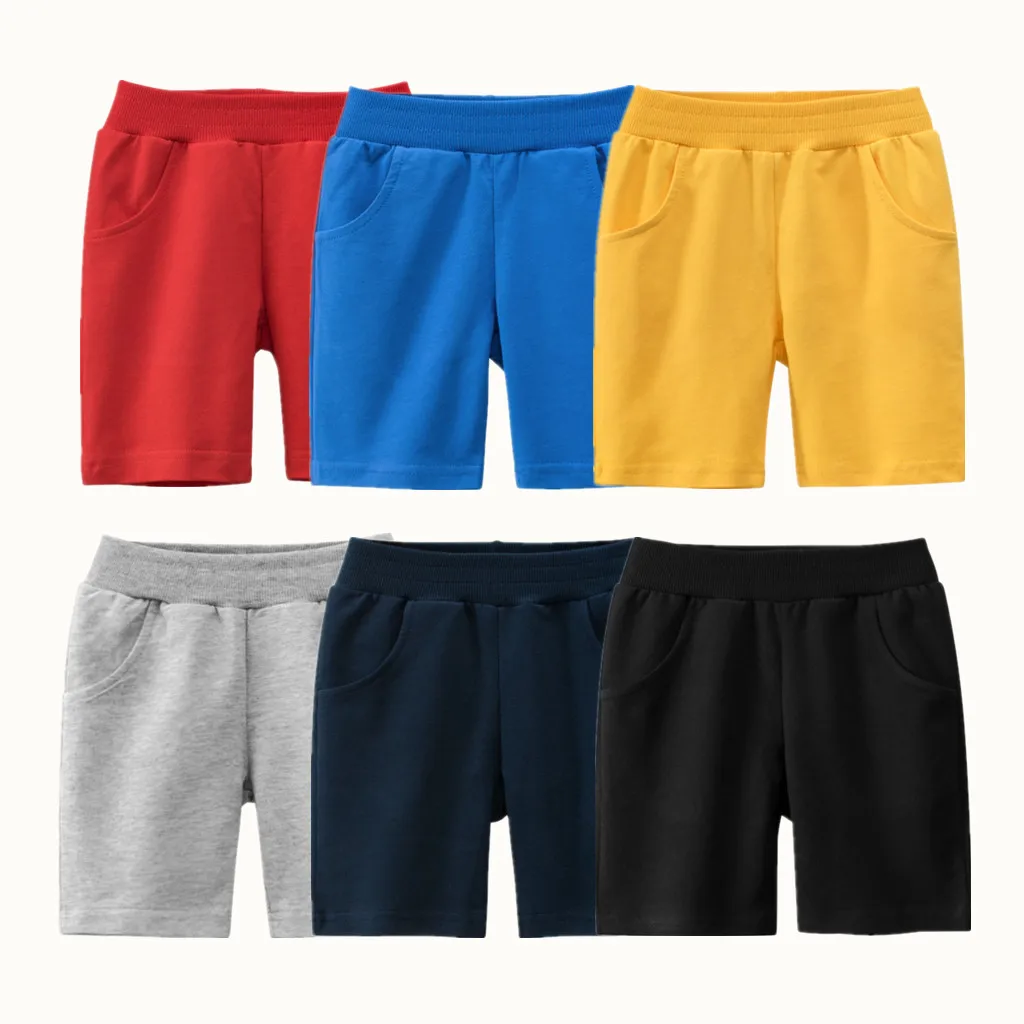 2023 Summer Kids Girls Boys Shorts Pants 100% Cotton Solid Color Sport Casual Knickers for Kids 1 2 3 4 5 6 7 8 9 Years Old