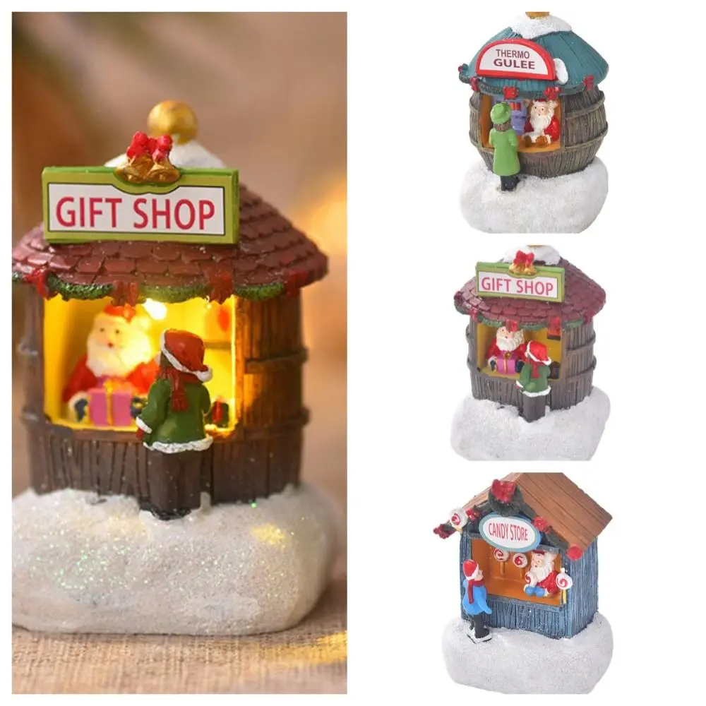 Night Lights Christmas Small House Lamp Santa Thermo gulee House Miniatures Gift Store Resin Christmas Microlandscape Ornament