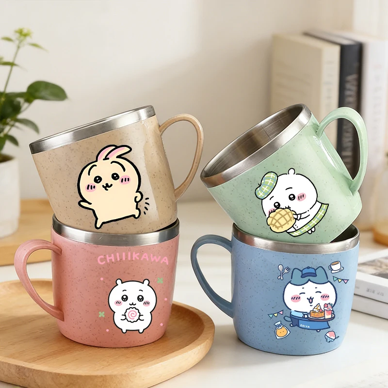 Chiikawas Water Cup Woman Man 304 Stainless Steel Cups Cute Cartoon Coffee Drinking Bottle Fashion Milk Mug Kawaii Water Cups