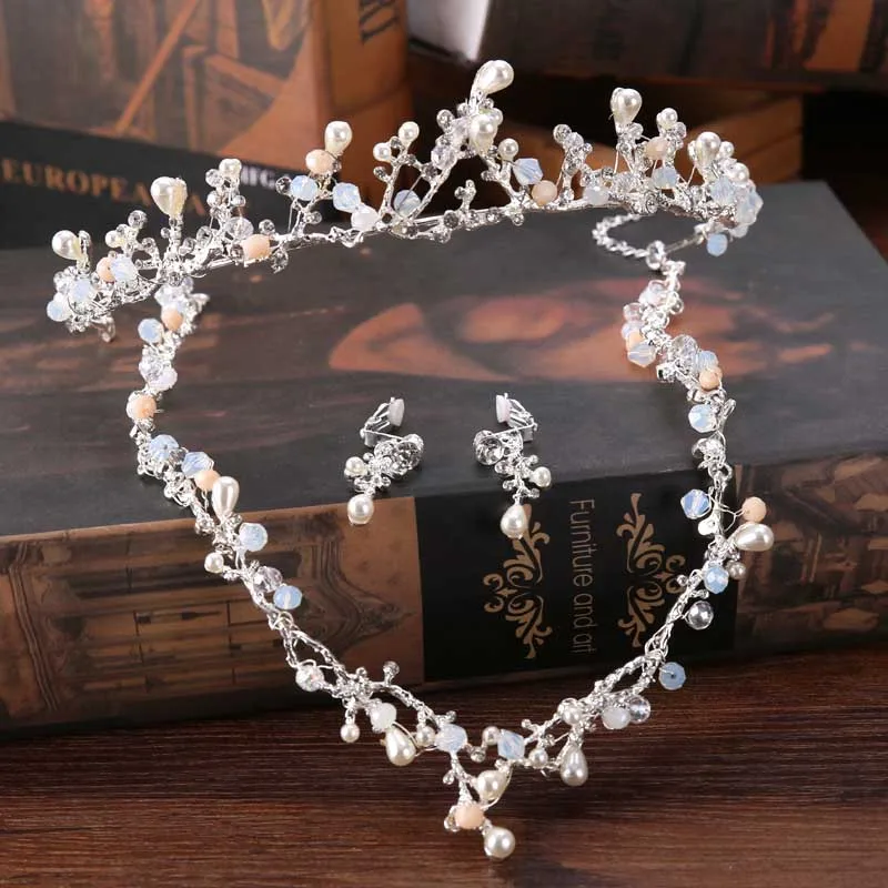 Bridal Wedding Pearl Vine Headpiece - Leaf Tiara Headband TEN