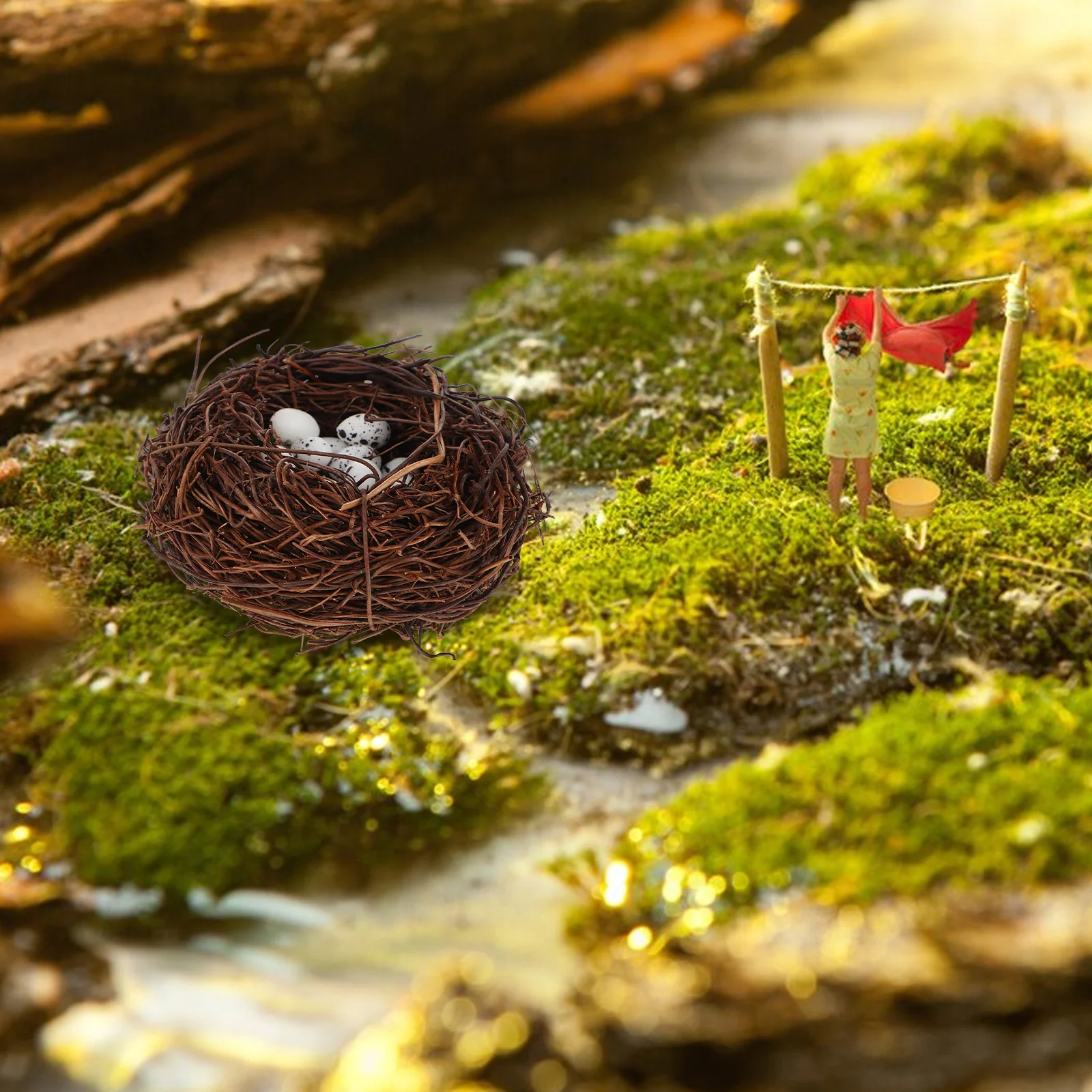 

20pcs Mini Artificial Nest With Fake Eggs Handmade Decorative Bird Egg Nest For Easter Garden Wedding Decoration Small Bird Eggs