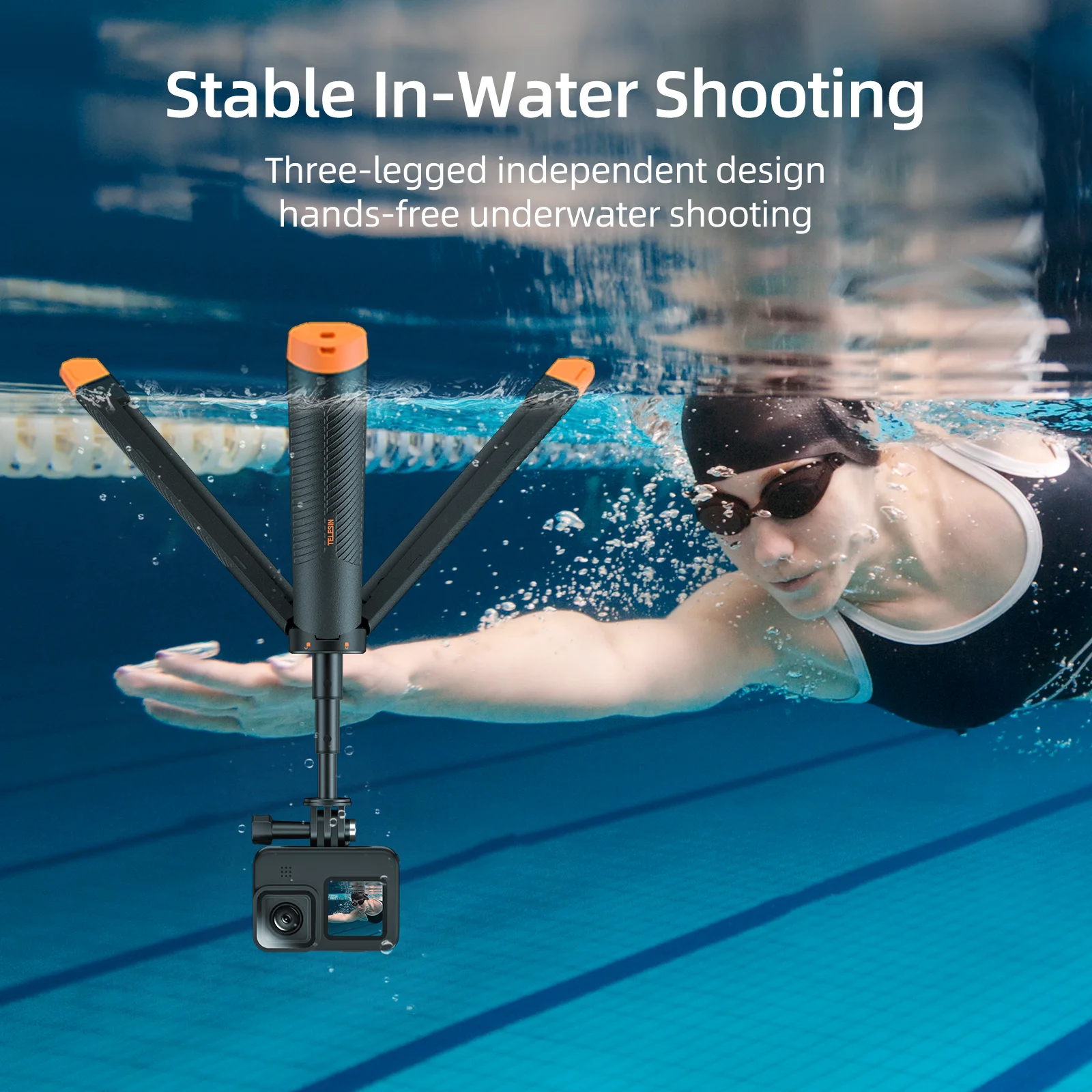 TELESIN Floating Selfie Stick Tripod for GoPro Hero13 12 11 10 9 8 7 DJI OSMO Action 5 Pro 4 3 Insta360 Waterproof Handle Grip