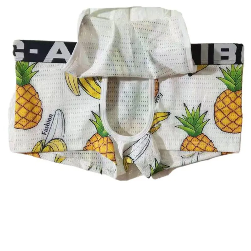 

Mens AIBC Underwear Open Crotch Boxer Shorts Print Crotchless Sexy Mesh Breathable Nightwear Open Front Ropa Interior Sexy