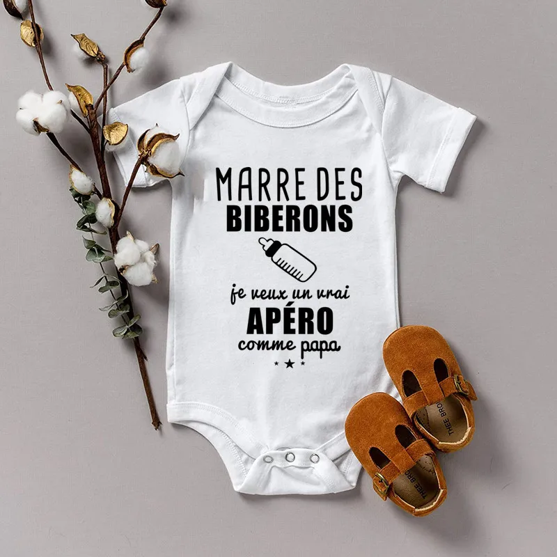 

I Want a Real Aperitif Like Daddy Funny Baby Bodysuits Infant Cotton Short Sleeve Rompers Newborn Body Baby Boys Girls Jumpsuit