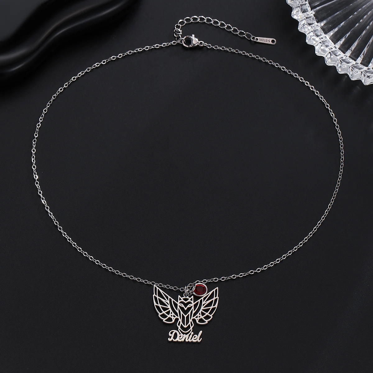 Custom Name Stainless Steel Eagle Diamond Necklace Women's Fashion Pendant Necklace