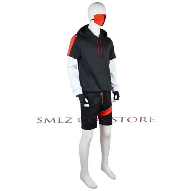 Ikonik Game Fortress Anime Cosplay Costume pour homme, sweat à capuche adulte, short, masque, uniforme trempé, fête d'Halloween, 5 pièces