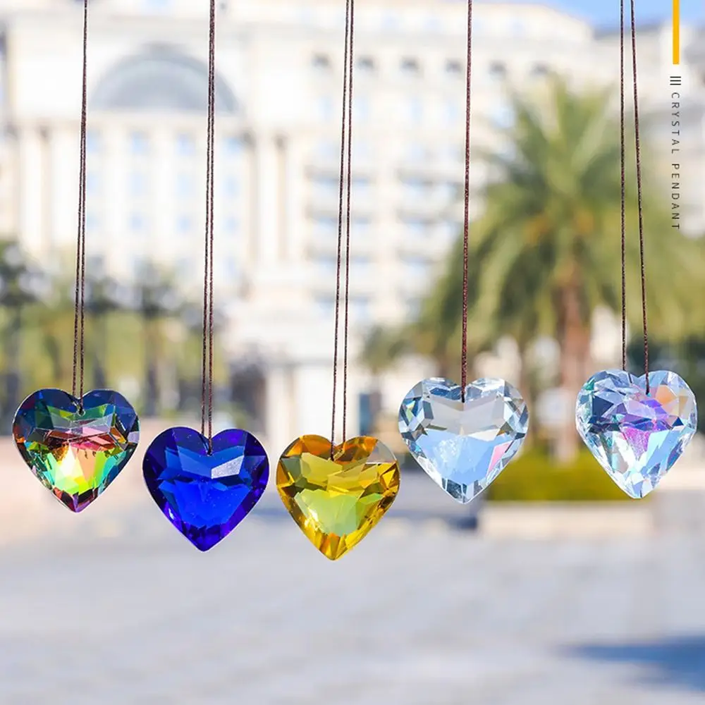 Dazzling Suncatcher Pendant Heart Crystal Window Wind Chimes Hanging Ornament Hanging Decor Outdoor Curtain Pendant Garden Home