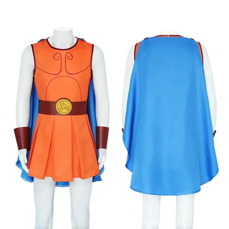 

A,3'o\5,c/Anime Hercules Cosplay Orange Dress Black Cloak Costume Halloween Cartoon Fancy Dress5,j'8.k/4\