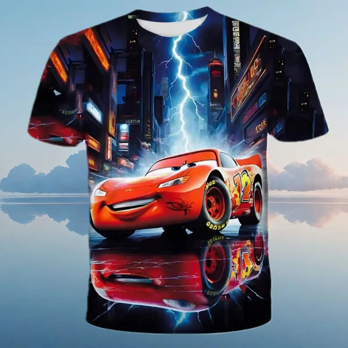 

Мужская одежда Disney Pixar Cars Lightning McQueen, мужская повседневная футболка с героями мультфильмов, модная дышащая футболка для мальчиков и девочек-подростков