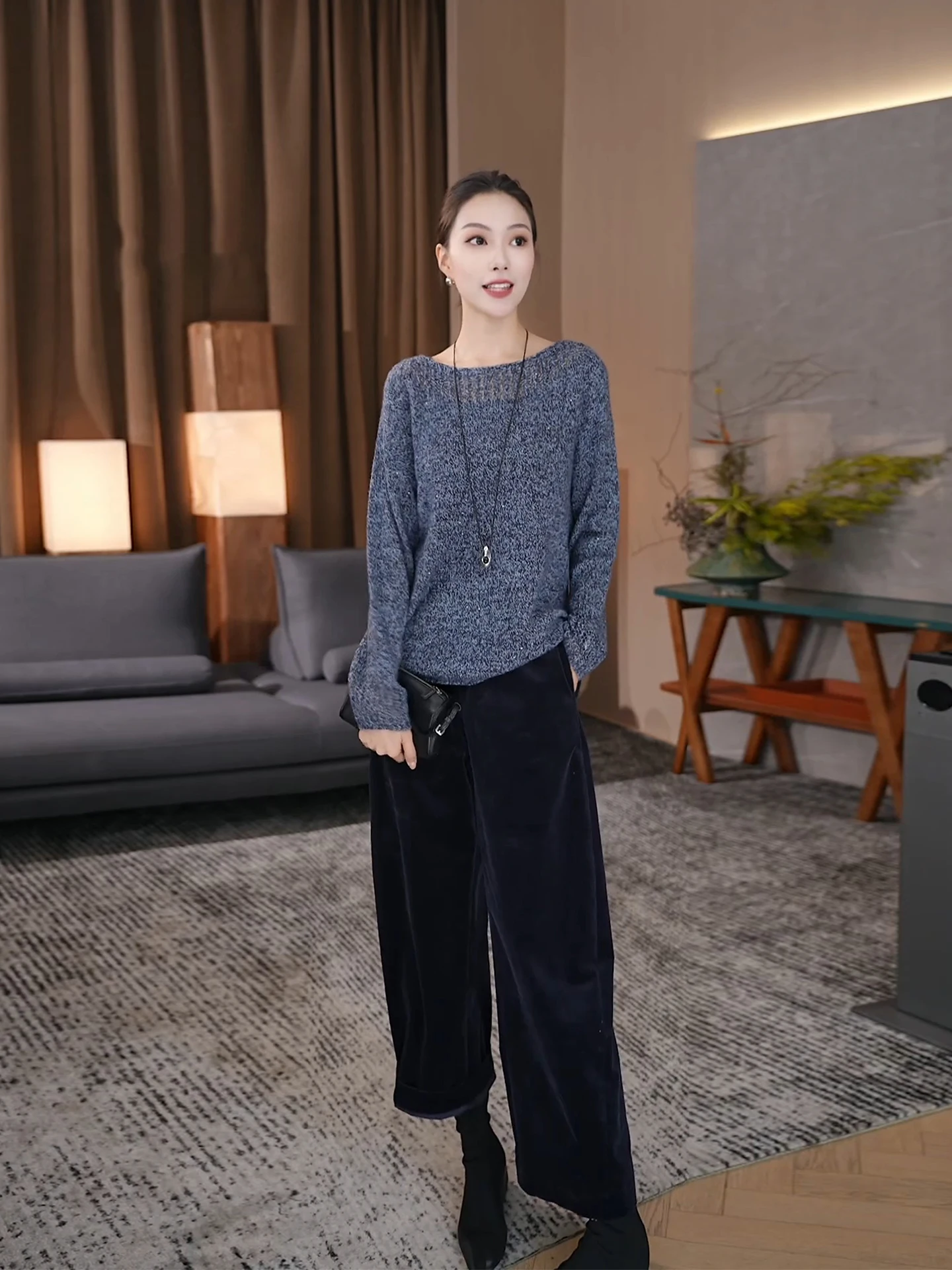 

LiuKong Women's Knitted Woolen Sweater Hollow out Long Sve round Ne Loose Fit Autumn New Sle Comfortable Breathable