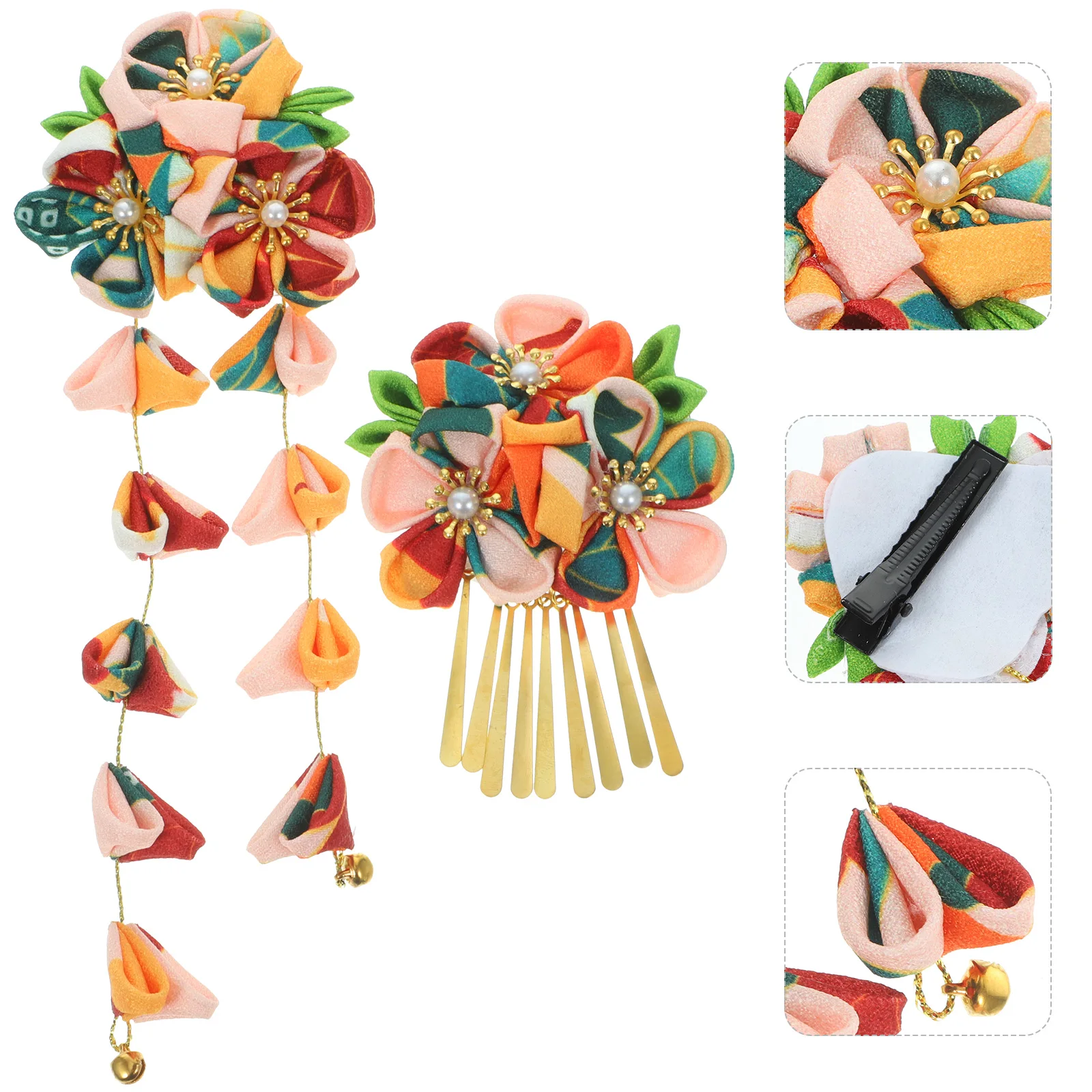 

2 pcs Fabric Exquisite Head Decor Hair Accessories Floral Headband Fashion Headwear Child Yellow Hanfu Tiaras Women Girls