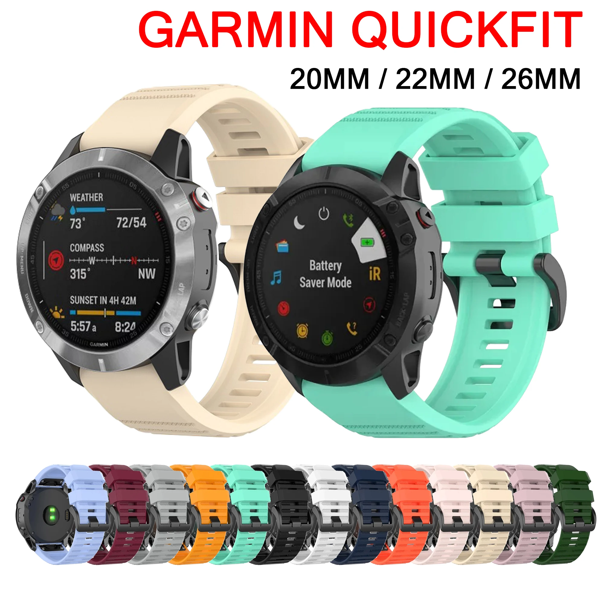 20 22 26mm Silicone Band For Garmin Fenix 7S 7 7X 6S 6 6X Pro 5S 5 5X Plus 3 3HR Fenix 8 E 47MM Straps Bracelet QuickFit Correa