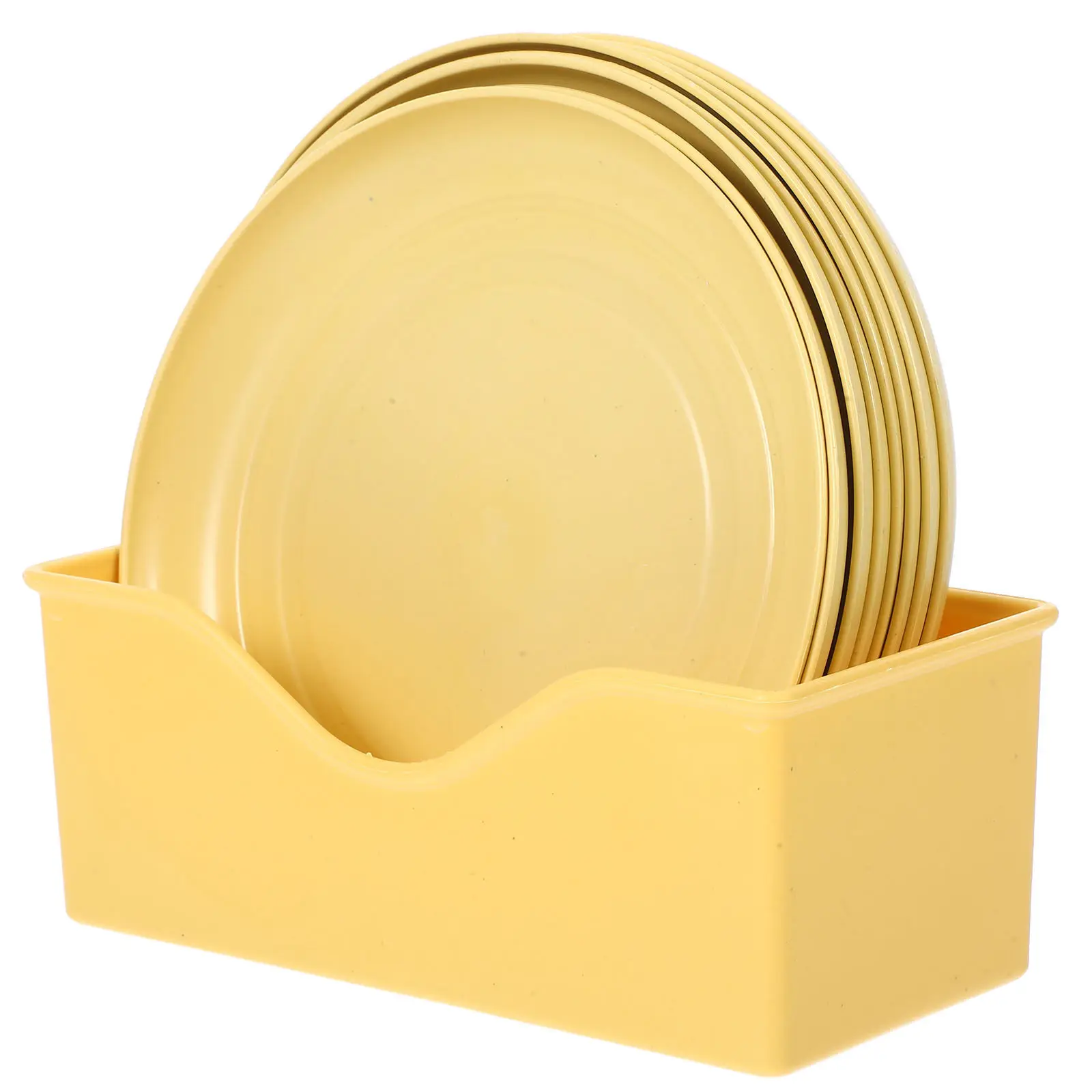 8Pcs Tranquil Yellow Shallow Cat Food Bowls Set Small Flat Cat Dishes for Indoor Kittens Short-Legged Breeds Fatigue-Reducing